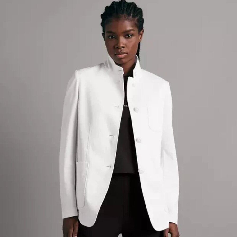 RAG & BONE Sid Cotton Pique Blazer, White Size 6 NWOT MSRP $595.00
